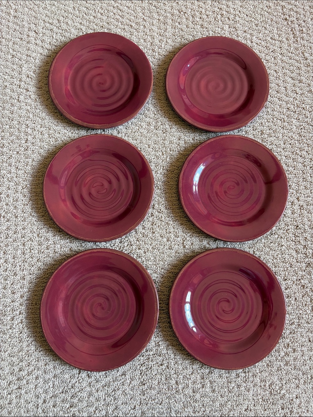 Set of 6 Deep Rust Red Melamine Salad/Dessert Plates